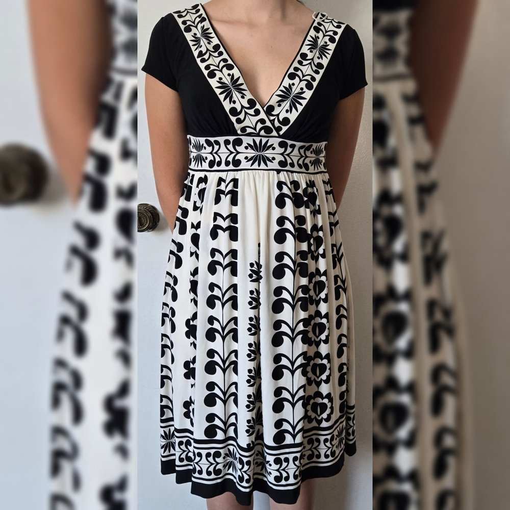 NWOT Maggy London Black And White Dress Sz 4